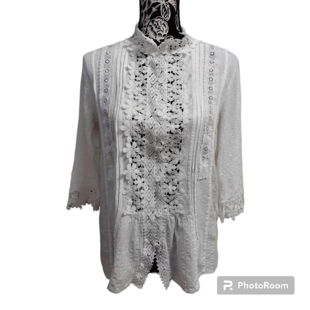 Bohemian Lace 3/4 Length Sleeves Top